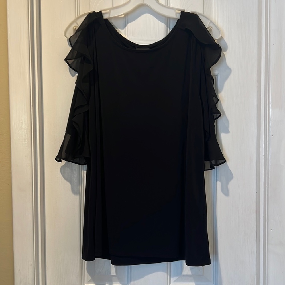 Cold shoulder top with ruffle